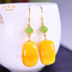 La Yun Feiyin natural beeswax earrings for women, yellow yellow amber earrings, jasper accessories, S925 silver noble temperament earrings, natural beeswax earrings