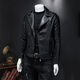 Motorcycle Soft Leather Jacket Men's Trendy Jacket Lapel Cycling Slim Korean Style Handsome Haining Street Rock Harley Black Regular Style M M