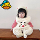 G.DUCKKIDS infant and young children's clothes quilted overalls suit autumn and winter fashionable baby fleece sweatshirt split two-piece set jumpsuit suit 90cm