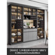 The middle shopkeeper living room wine cabinet display cabinet against the wall 2025 solid wood light luxury tea wine cabinet storage cabinet with glass door 80A+120A+80A/grey door free delivery