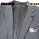 SHANSHAN light luxury brand men's suit suit gray plaid business casual fashion suit two-piece suit for men light gray plaid 2XL 180
