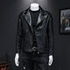 Motorcycle Soft Leather Jacket Men's Trendy Jacket Lapel Cycling Slim Korean Style Handsome Haining Street Rock Harley Black Regular Style M M