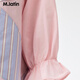 M.Latin Maratin children's clothing children's shirt 26 spring new style for girls peek-a-boo A version puff sleeves sweet doll collar light pink 100