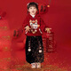 Boys and girls winter New Year's greeting suit 2025 new Year of the Snake plus velvet thickened sweatshirt festive performance suit two-piece set red suit 140 cm