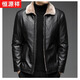 Hengyuanxiang leather jacket men's 2025 winter new velvet thickened jacket business casual cold-proof warm fur collar jacket men's clothing
