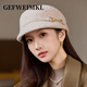 GEFWEIMKL Merino Wool Fisherman Hat Women's Autumn and Winter Elegant Fashion Hat Women's British Retro Versatile Warm Beret Khaki Adjustable (54-59cm)