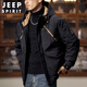 JEEP SPIRIT Jeep workwear retro cotton jacket men's winter hooded assault jacket cotton coat thick top black XL