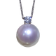 Everlasting Leaf Natural Edison Pearl Pendant, Round and High-Light 18K Gold Zircon Princess Style, Comparable to Australian White Seawater Pearls 18 12-13mm