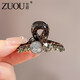 Zuoou transition period hairpin for women, light luxury, high-end, flashing diamond round beads, small clip, short hair, half-tied hair, shark clip on the back of the head, single bead style, single pack
