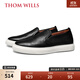 THOM WILLS casual loafers men's slip-on men's leather shoes cowhide black sneakers lazy shoes comfortable men's shoes winter black calf G881 40 /7 size