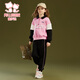Fuluo Mi Girls Suit Winter Loose Casual Sports Children's Clothes Children's Velvet Sweatshirt and Trousers Two-piece Set Pink/Black 160