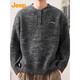 Jeep (JEEP) Casual Sweater Men's 2025 Autumn and Winter Henley Neck Sweater Trendy Brand Loose Sweater Men 25005 Light Gray Jeep Official M_90-110Jin Jin equals 0.5 kg