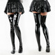 Sexy Patent Leather Over-the-Knee Socks Cosplay Nun Thigh Leather Socks Cosplay Leather Wear to Show Longer Legs W9103 Black One Size