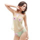 Universal Bimeni female Chinese style retro lace embroidery hollow transparent sexy fun bellyband suit tempting palace style vanilla green strappy thong bellyband one size fits all pants M size