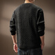 OLJ light luxury brand old money style Henry collar pullover sweater for men autumn and winter new loose twist knitted sweater jacket carbon black M suitable for 100-120Jin Jin equals 0.5 kg