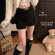 FOX.G Black Woolen Shorts Women's Autumn and Winter Outer Wear Women's 2025 New High Waisted A-Line Casual Leggings Hot Pants Double Pocket Woolen Shorts Black No Belt M Recommended 105 Jin Jin equals within 0.5 kg