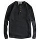 Hong Kong purchasing American retro high-weight knitted versatile henley collar long-sleeved men's T-shirt solid color spring and autumn bottoming shirt black S S100-120Jin Jin is equal to 0.5 kg