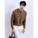 Autumn and winter warm and high-end Henry collar wool knitted bottoming shirt men's business casual pullover low-neck sweater for men earth brown M