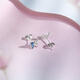 Saturday Fortune (ZLF) PT950 platinum stud earrings for women, blue gradient enamel smart butterfly dance earrings 1.57g