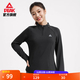 Peak quick-drying sports fitness plus velvet long T-shirt autumn and winter new warm running outdoor leisure yoga Pilates top black XS