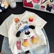 儿童纯棉短袖T恤子款立体玩偶卡通印花趣味可爱汉堡男女童薄款 阳光长颈鹿短袖 90 cm