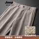 JEEP SPIRIT高端羊毛 轻奢男士休闲裤宽松直筒高腰深档厚款秋冬季男裤子加绒 杏色【高端羊毛】 M 建议【110-126】