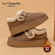 La Chapelle thick-soled snow boots for women in winter new style plus velvet Birkenstock shoes retro all-match thickened warm cotton shoes khaki 38