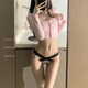 Universal high-slit hollow lace underwear, feminine, hot and tempting, fashionable pure lust low-waist briefs, white and pink, 12% off for 5 pieces or more L