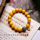 Layun Feiyin collectible Russian chicken fat yellow old beeswax Buddha beads bracelet for women 14k gold-wrapped jasper bracelet with the word 