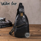 Walker Shop Brusttasche für Herren, erstklassiges Rindsleder, lässig und vielseitig, modische Herrentasche, trendige Umhängetasche für Geschäftsreisen, Schwarz 19 cm * 4 cm * 28,5 cm