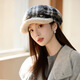 Jimmy Leaf lamb wool octagonal hat women's autumn and winter warm beret big head suitable for showing face small newsboy hat painter hat khaki color one size M (56-58cm)