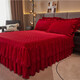 Fantasy thickened high-end baby velvet quilted bed skirt single piece red high-end lace autumn and winter Shengshi Landai-big red high-end baby velvet thickened and warm 180cmx200cm single piece bed skirt