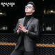Galedi leather suit men's autumn new sheepskin jacket slim thin small suit business Haining leather jacket trendy black S 16546