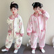 Baby coral velvet pajamas autumn and winter girls conjoined baby children's flannel sleeping bag thickened home clothes princess style off-white rabbit 100