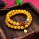 Yogurt Natural Beeswax Bracelet Chicken Fat Yellow Amber Multi-circle Bracelet Chinese Style National Style Jewelry Women's Hand Jewelry Beads 8mm