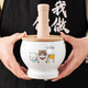 Fat Donglai's same style garlic mortar, old-fashioned ceramic garlic mortar, chili pepper mortar, garlic masher, medicine jar, preserved egg household, small kiln turns red - garlic mortar + beech wood hammer