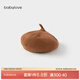 Babylove baby hat autumn and winter baby retro woolen hat solid color knitted beret versatile painter hat camel 52cm (select according to the baby's head circumference)