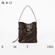 Ximuting Dark Night Small Bucket Bag Commuting Crossbody Bag Light Luxury Women's 2025 New Versatile Casual Shoulder Bag Gift Deep Black Small