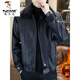 Woodpecker 2026 new high-end men's Haining leather jacket 2026 autumn and winter new thickened fur one-piece leather jacket for men 8510-black fur one-piece 2XL 120-140Jin Jin equals 0.5 kg