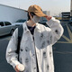 Yiran presents graffiti denim jacket for men in spring and autumn, loose and versatile, ins trendy brand design, niche handsome casual jacket for men, white L, recommended 110-130 Jin Jin is equal to 0.5 kg