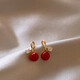 Small red bean acacia earrings for women, popular autumn and winter earrings, niche light luxury, high-end, temperament earrings, birthday gift, red round bead acacia earrings, one pair