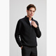 HECHTER 100% wool half turtleneck zipper pullover wool sweater warm high-end sweater men's base layer black gray-main selling color L