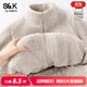 Baleno S&K series jacket women's cardigan tops 2025 winter new style Shu cotton velvet warm heavyweight fashionable long sleeves 2 gray # solid color soft and skin-friendly L