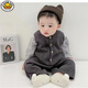 G.duck little yellow duck Korean style baby clothes suit spring and autumn new fashionable baby overalls long sleeve male and female baby spring gray rice woolen wide shoulder suit 80cm