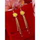 Pumanzhuji Hong Kong duty-free gold temperament earrings women's fashion earrings wedding 18K real gold earrings 520 gift does not fade a pair of plum blossom earrings