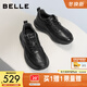 Belle thick-soled walking shoes for men 25 autumn new shopping mall same style cow leather casual sports shoes 8XC01CM5 black 42 (260mm)