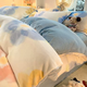Fantasy Winter New Milk Velvet Quilt Cover Plus Velvet Thickened Sheets Tatami Student Dormitory Single Piece Winter Colorful Flower Manga Baby Blue Double-sided Thickened Velvet Warmth and Cold Resistance Single Piece 220X240cm Single Quilt Cover