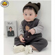 G.duck little yellow duck Korean style baby clothes suit spring and autumn new fashionable baby overalls long sleeve male and female baby spring gray rice woolen wide shoulder suit 80cm