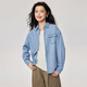 Giordano denim shirt women's retro style pure cotton washed single pocket long sleeve denim shirt 13345862