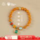 Potala Palace Colorful Chicken Oil Yellow Beeswax Bracelets for Men and Women Aquamarine Buddha Beads Bracelet Amber Beads for Wife’s Birthday Gift 925 Silver Inlaid with Sea Stone Beeswax Bracelets
